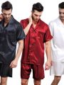 (Customized) Storeify Silk Satin Pajamas Short Button-Down Nightwear for Men. 