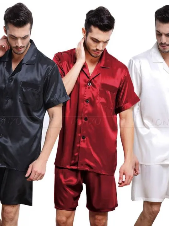 (Customized)%20Storeify%20Silk%20Satin%20Pajamas%20Short%20Button-Down%20Nightwear%20for%20Men%20-%20Image%205