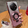 For Xiaomi Redmi A3 A3x Back Cover with Ring Stand Holder Luxury Shiny Plating Gradient Glitter  Phone Case Camera Protector Clear Soft Silicone Cases Pouch for Women Girls. 