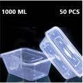 Disposable Plastic Container 1000 ML Pack of 50 PCS. 