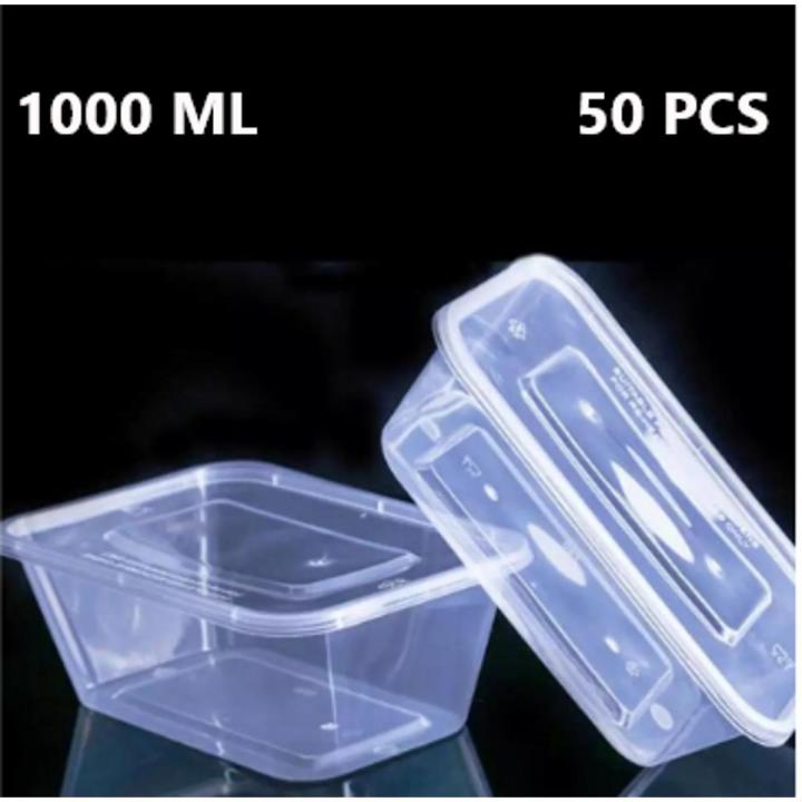 Disposable Plastic Container 1000 ML Pack of 50 PCS