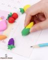 4 Pcs Pack Novelty Fruit & Vegetable Shape Cute Eraser for kids / Stylish Erasers for School / Fancy Erasers Pencil (Random Design Unique Eraser). 