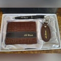 High Quality Customize Wallet, Keychain And Pen Name Engrave For Men With Gift Box Packing. 