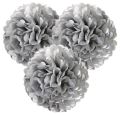 Paper Flower Pom Pom - 6 Inch Size - Silver Color - Pack Of 3. 