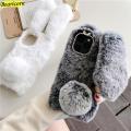 Soft Plush Case For iPhone 13 14 15 11 12 Pro XR X Xs Max 7 8 6 6s Plus 5 5S SE mini 3D Furry Rabbit Bunny Warm Fur Hair Cover Straggle Steipos. 