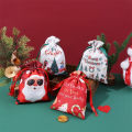 Reusable Gift Bags Lightweight Santa Design Fabric Drawstring Bag 30x20cm Christmas-Themed Party Favor Pouch for Christmas. 