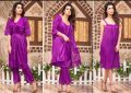 Bridal Nighty Set Silk 3 Pieces For Girls Gown Nighty For Bridal Girls Women Full Hot in Multicolors. 