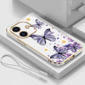 realme Note 60 note60 50 Butterfly Flower Rubber Phone Cover Glossy Plating Case Shockproof Casing with Strap. 