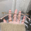 EB Retro Versatile Irregular Small Frame Glasses Anti Blue Light Metal Frame Transparent Glasses for Women. 