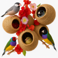 4 pack coir , coconut fiber Safest Round Organic Bird nest Purely Handmade Bird Nest Parrot Nest Breeding Hut Birds House Nest Hatching Medium Size Hut Nest house for java , finches , golden finch , Saffron finch, gouldian finch. 