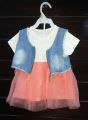 Kids Girls Frock with Jeans Jacket for Baby Girl ( 1 Set ). 