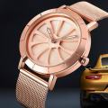 9204 Quartz Watch Men Stylist Personality Design Stainless Steel Band 3Bar Waterproof - Rose Gold. 