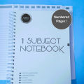 1 Subject Student Notebook with Numbered Pages. 