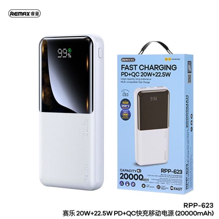 Remax Rpp-623 Power Bank 20000 mAh 20w+22.5w Pd+Qc White