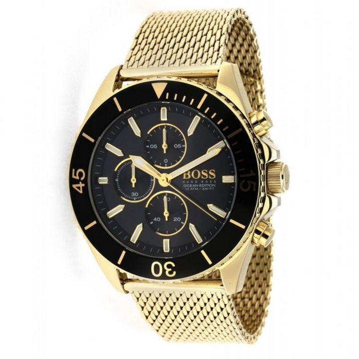 Hugo Boss Men's Silver Strap Black Dial Chronograph Watch- 1513703