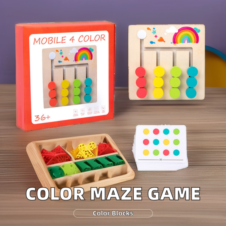 Colourful Minds Wooden Montessori Color & Shape Matching Maze Game ...