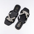 Stylish Trendy Unique Slides Having Crystal Stone Strips on the top For women. 
