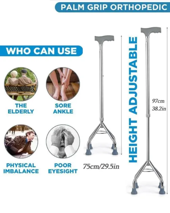 Quad Support Cane | 10-Level Height Adjustment & 4-Point Stability Base ...