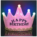 Led Crown light Pink color with 3 lighting functions / led hats for birthday party. 