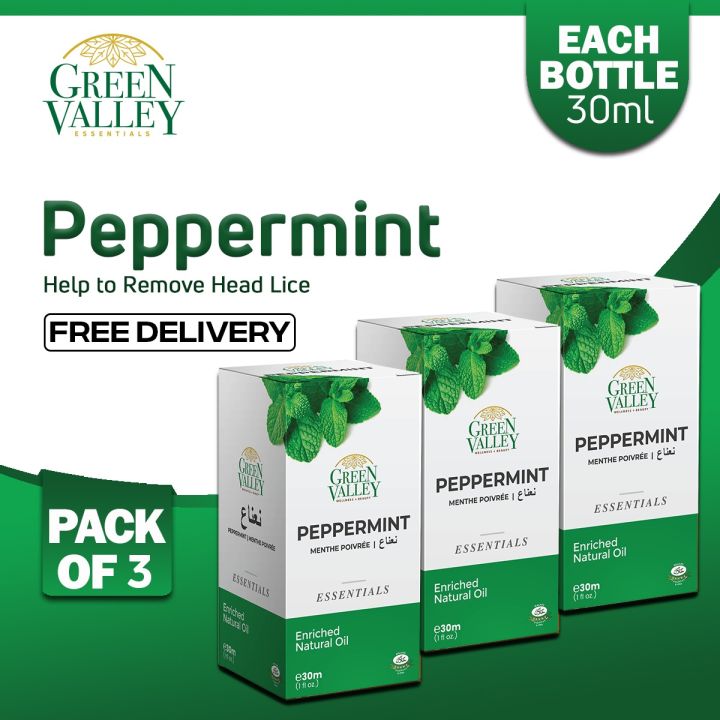 Green Valley Peppermint Oil Pack of 3, For Acne Treatment, Rashes, & Skin Irritations, 30ml Each Bottle