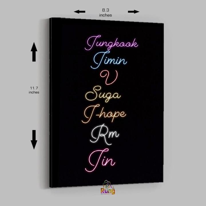 Bts All Members Name Wall Hang Frame | Daraz.pk