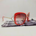 Sunglasses For Women Stylish Branded Anti UV Big Metallic Frame Sunglasses With Free Sunglasses Cover. 