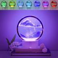 Sandscape Painting 3D Moving Sand Art Hourglass Timer, Decorative Showpiece with Metal Stand. 