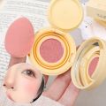 Air Cushion Blush with Puff Soft Face Brightening Contouring Shadow Blusher Powder Peach Pink Cheek Tint Korean Makeup Cosmetics. 