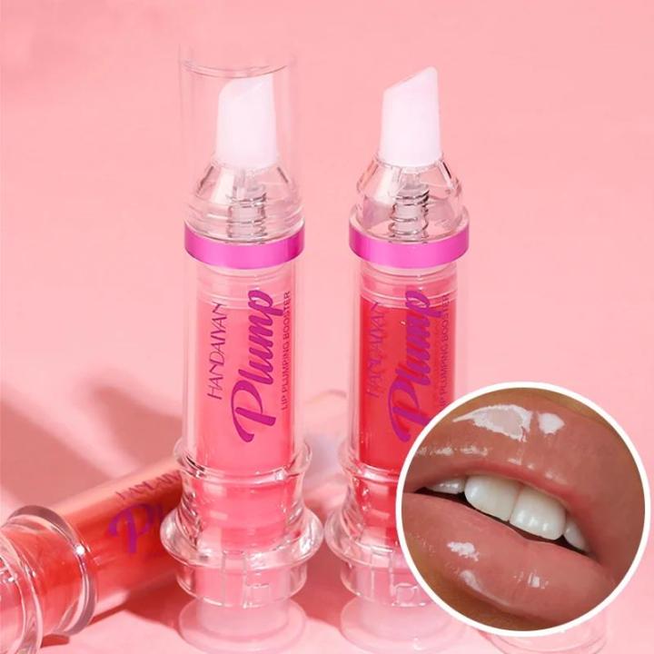 HANDAIYAN Lip Plumping Booster Gloss Shiny Crystal Volume Lip Oil Long Lasting Lip Velvet Lip Tint Lipstick Lip
