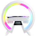 3 in 1-Latest/Smart-G shaped, Wireless charger-Pad/Stand, Multifunction-USB\Bluetooth Speaker, Alarm-Digital Clock, Led/Night-Lamp/Lamps for-room/Side table/Bedroom-Atmosphere-Colorful, RGB lights-Wireless, Mini/Portable-Speaker/clock for study/table/desk. 