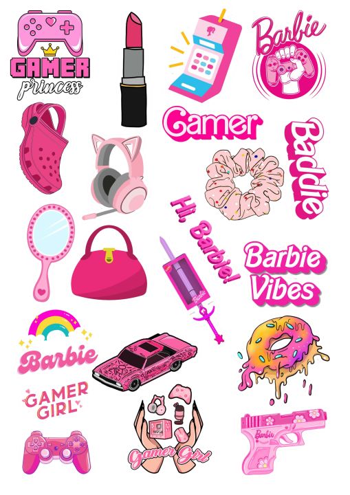 Barbie gaming stickers for laptop, mobile back, notebook, water bottles, etc elegant and marvelous stickers,make your stuff more attractive and colourful , Pack of 20 ,4cm