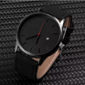 Analog Date Leather Men Wrist Watch - Black For Gents Watch With Box. 