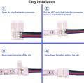 5050 4Pin LED Strip Connector Kit with  6.6ft RGB Extension Cable, Strip to RGB Controller Jumper, LED Strip to Strip Jumper, L Shape Connectors, Gapless Connector. 