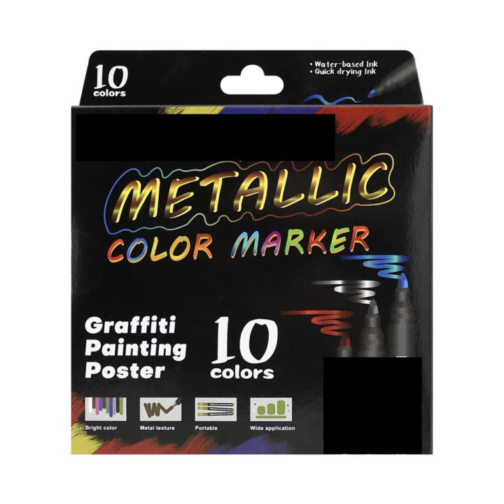 10pcs Metallic Color Markers for graffiti writing painting poster quick drying portable metal texture bright colour wide application acrylic base ink