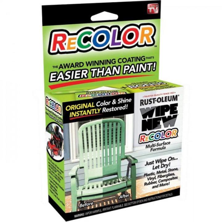 Rust-Oleum Recolor By Wipe New Multi-Surface Formula Wipe New Rust-oleum KIT Recolor Paint Restorer with Wipe-On Applicator Suitable for restoring color on plastic, metal, stone, rubber and more