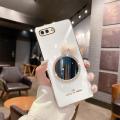 For OPPO A12e Back Cover + Bowknot Makeup Mirror Fashion Shiny Plating Square Bumper Bling Girls Phone Case Soft TPU Silicone Shockproof Back Cover. 