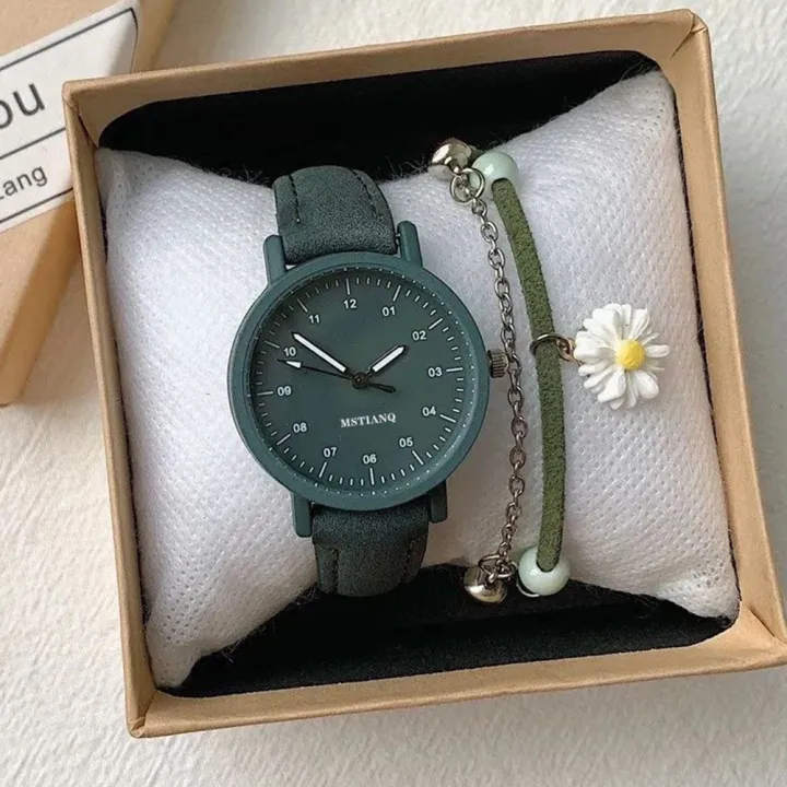 (Whitout%20Bracelet)%20Yfashion%20Women%20ple%20Stylish%20Watch%20With%20Imitation%20Leather%20Band%20Antique%20Mori%20Wrist%20Watch%20For%20Middle%20School%20Student%20Girl%20color%20-%20Image%204