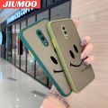 JIUMOO For Oneplus 6T Case Fashion Simple Smile Face Frosted Transparent Back Cover Lens Camera Protect Phone Case Edge Full Cover Casing Hard Cases. 
