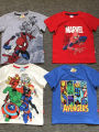 2025 New Marvel Heroes Boy Cotton Short Sleeve T-shirt Base Print Spider-Man Iron Man Hulk Superman Kids Clothes. 