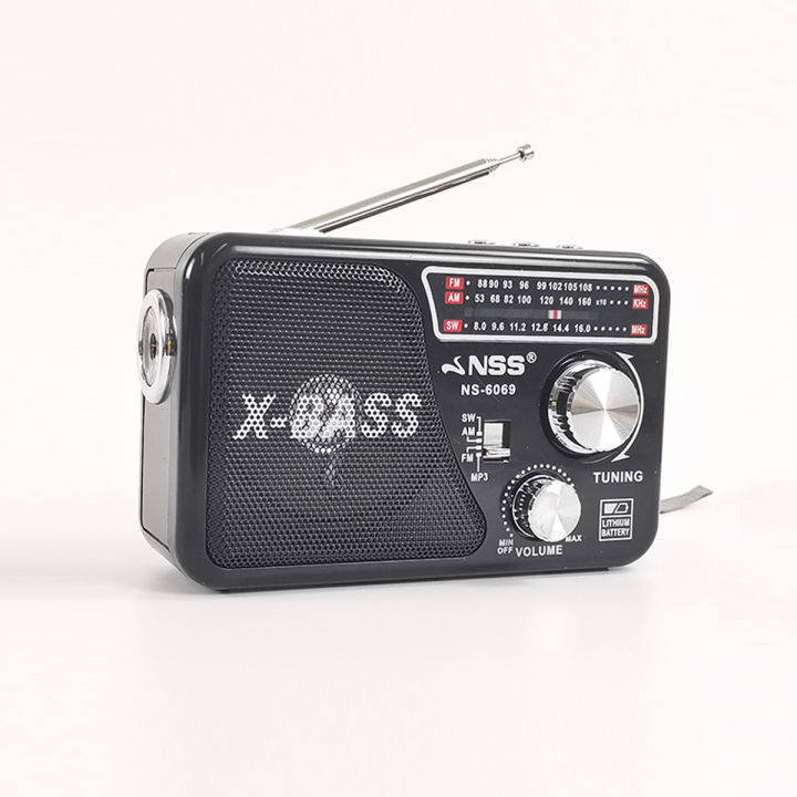 Portable Radio FM AM SW Receiver - Rechargeable, MP3, USB, Memory Card, AUX Supported with LED Torch