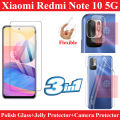 Xiaomi Redmi Note 10 5G Glass Protector Polish Screen Tempered + Back Protector Transparent Hydrogel Soft Film jell Protection + Back Rear Camera Protector 9H Gorilla Flexible Protection For Xiaomi Redmi Note 10 5G. 
