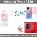 Samsung Galaxy Note 10 Lite Unbreakable Gorilla Glass Premium High Quality Tempered Glass Screen Protector + Back Clear Jelly Protector Soft Film Protection Hydrogel Film Protector + Back Camera 9H Gorilla Flexible Protector For Note 10 Lite. 