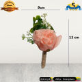 Coat Rose Flower Bouquet Pin Brooch - Pink - Wedding Brooch Bouquet High Fidelity Groomsman Coat Pin. 