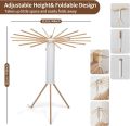 Foldable Octopus Laundry Dryer with Tripod Hanger and 16 Wooden Collapsible Arms for Efficient Drying. 