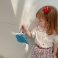 Fanma Korea children's clothing clearance summer Korean version of girls embroidered fabric doll collar shirt floral half-gauze skirt set. 