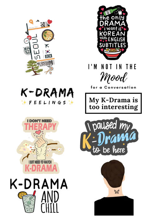 K Drama Stickers - 3 inch x 2 inch size - Pack of 8