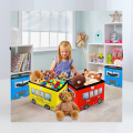 Cartoon Color Toy Car Box Children Cute Folding Storage Box with Cover Non-woven Fabric Opp Bag Rectangle Office Organizer 1 Pc. 