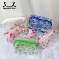Skymountain Wash Storage Bag Heart Strawberry Fruit Floral Pattern Clear Makeup Bag. 
