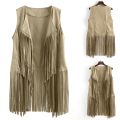 Women's Fringed Vest Jacket Fashion Fall Winter Suede Ethnic Sleeveless Fringed Vest Cardigan Vintage Faux Tassel Vest Coat House Foocus. 
