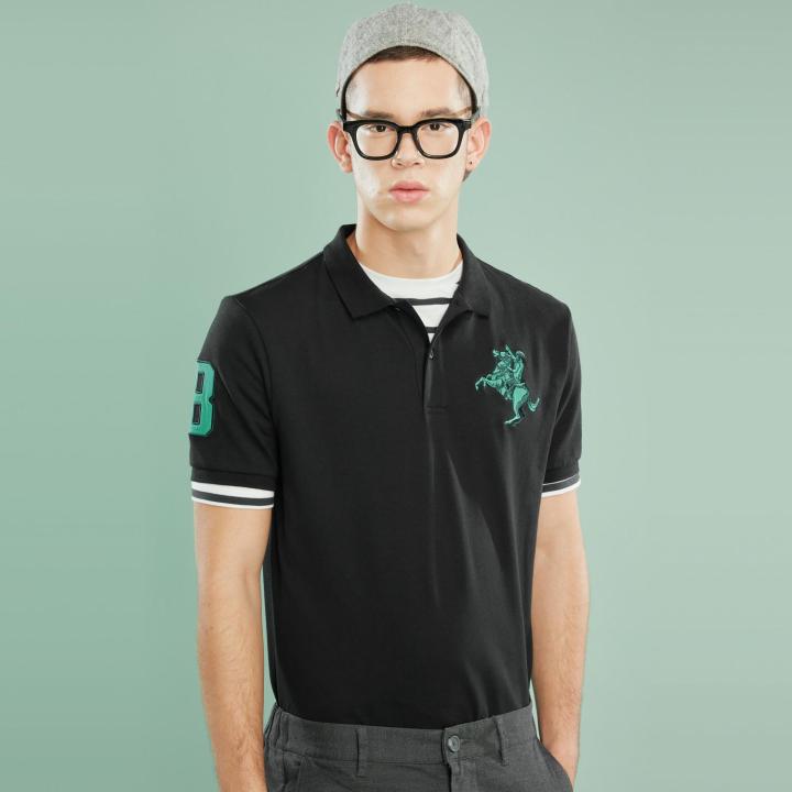 Giordano men polo shirts embroidered napoleon stretchy pique fabric polo t-shirt for men beau monde 13019210
